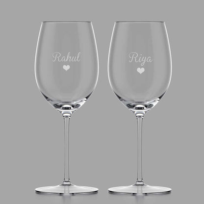 Personalized Wine Glasses Gift Set Of 2 Anniversary Gifts for Couples - Add Name