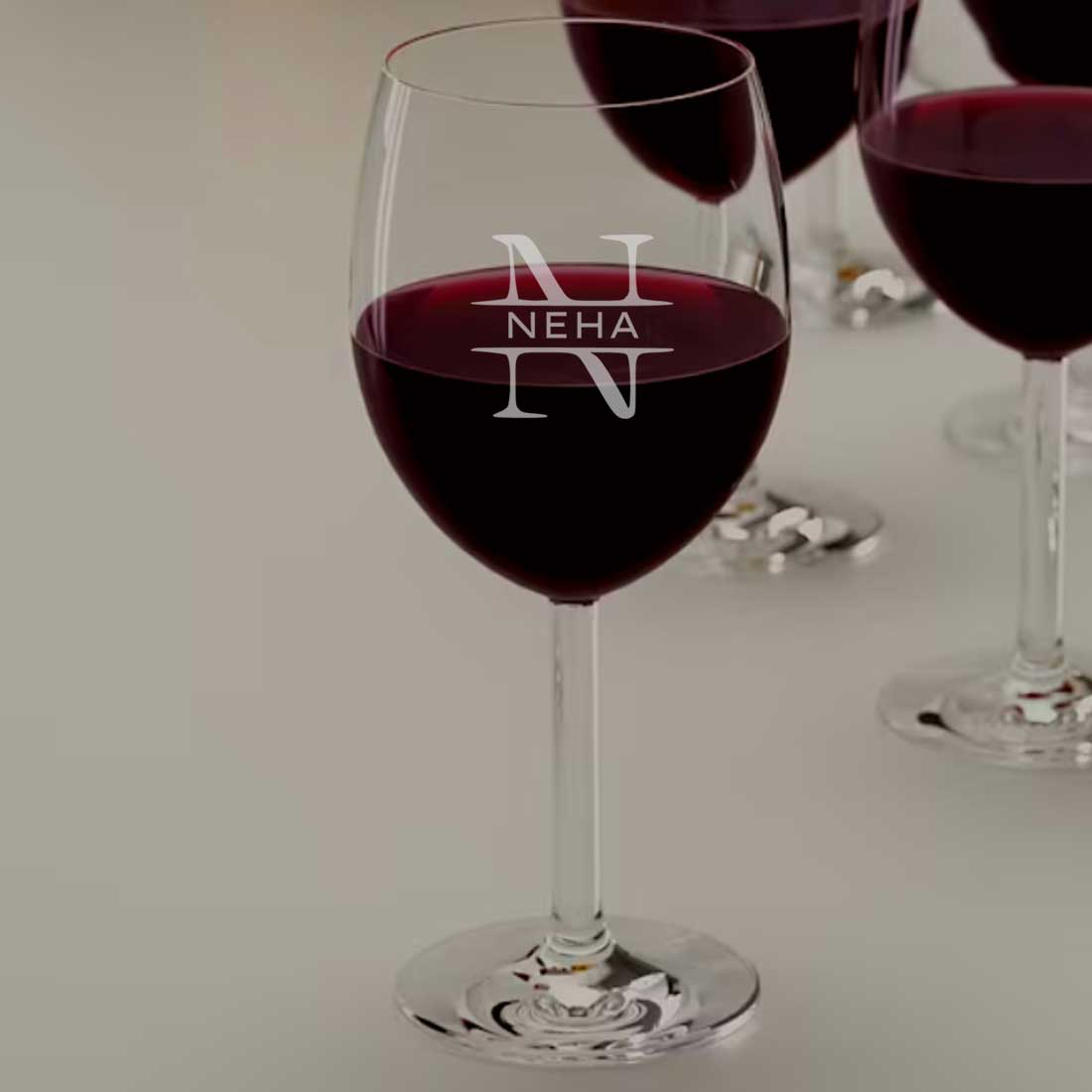 Personalized Wine Glass - Engraved Monogram Name
