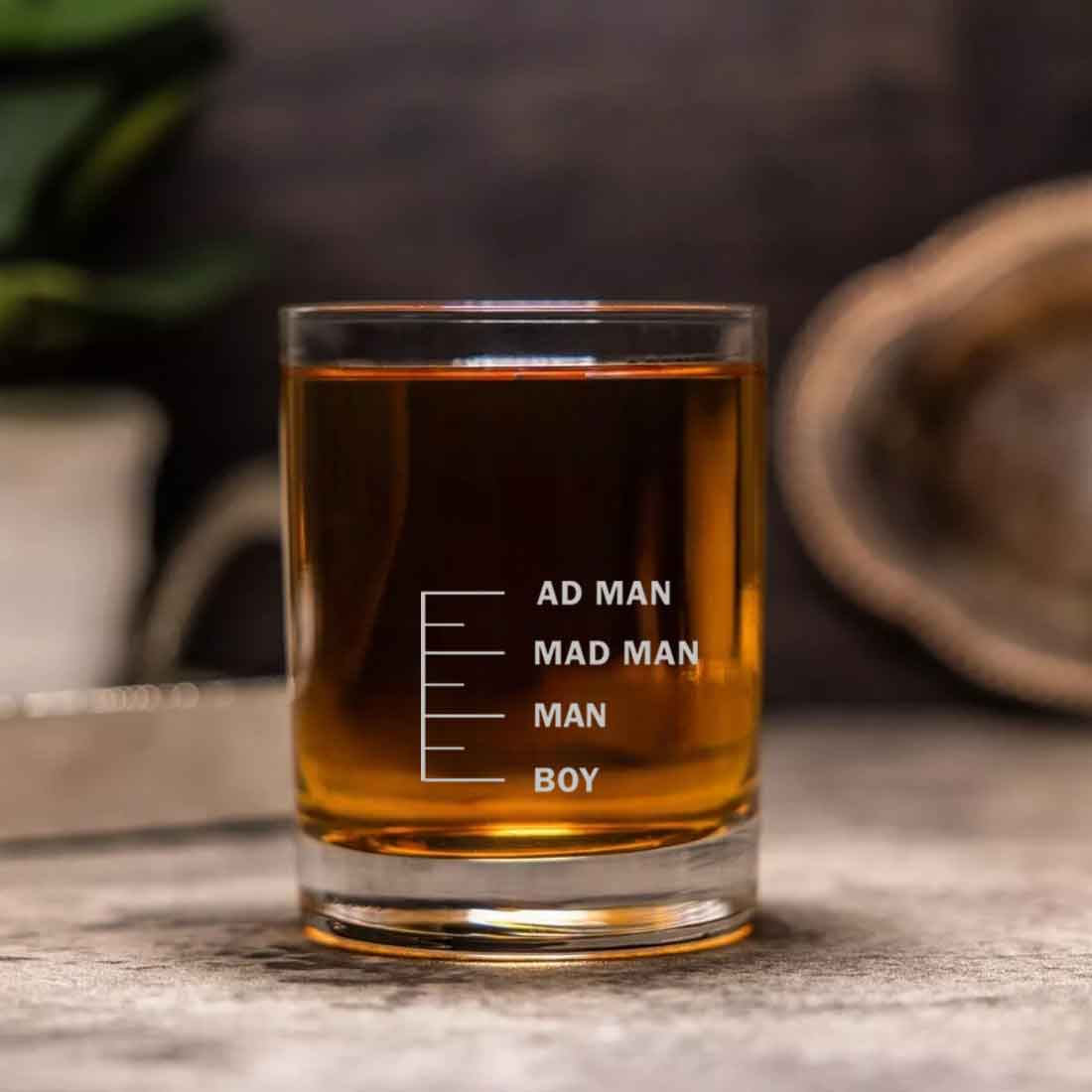 Whiskey Barware Glasses for Drinking Whisky Scotch - AD MAN MAD MAN MAN BOY