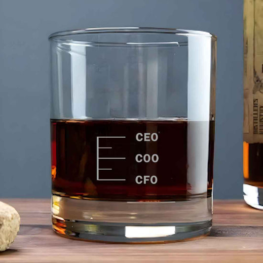 Engraving Whiskey Bar Glass for Drinking Bourbon Scotch Cocktails - CEO COO CFO