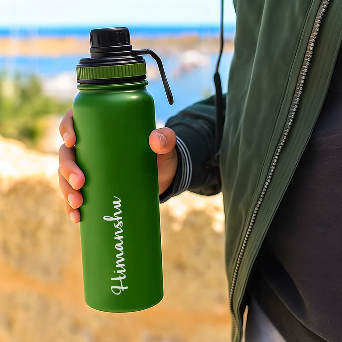 Nutcase Customized Water Bottle with Name 800ml Double Insulated Stainless Steel Bottles - Keeps Water Hot/Cold for Hours