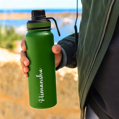Nutcase Customized Water Bottle with Name 800ml Double Insulated Stainless Steel Bottles - Keeps Water Hot/Cold for Hours