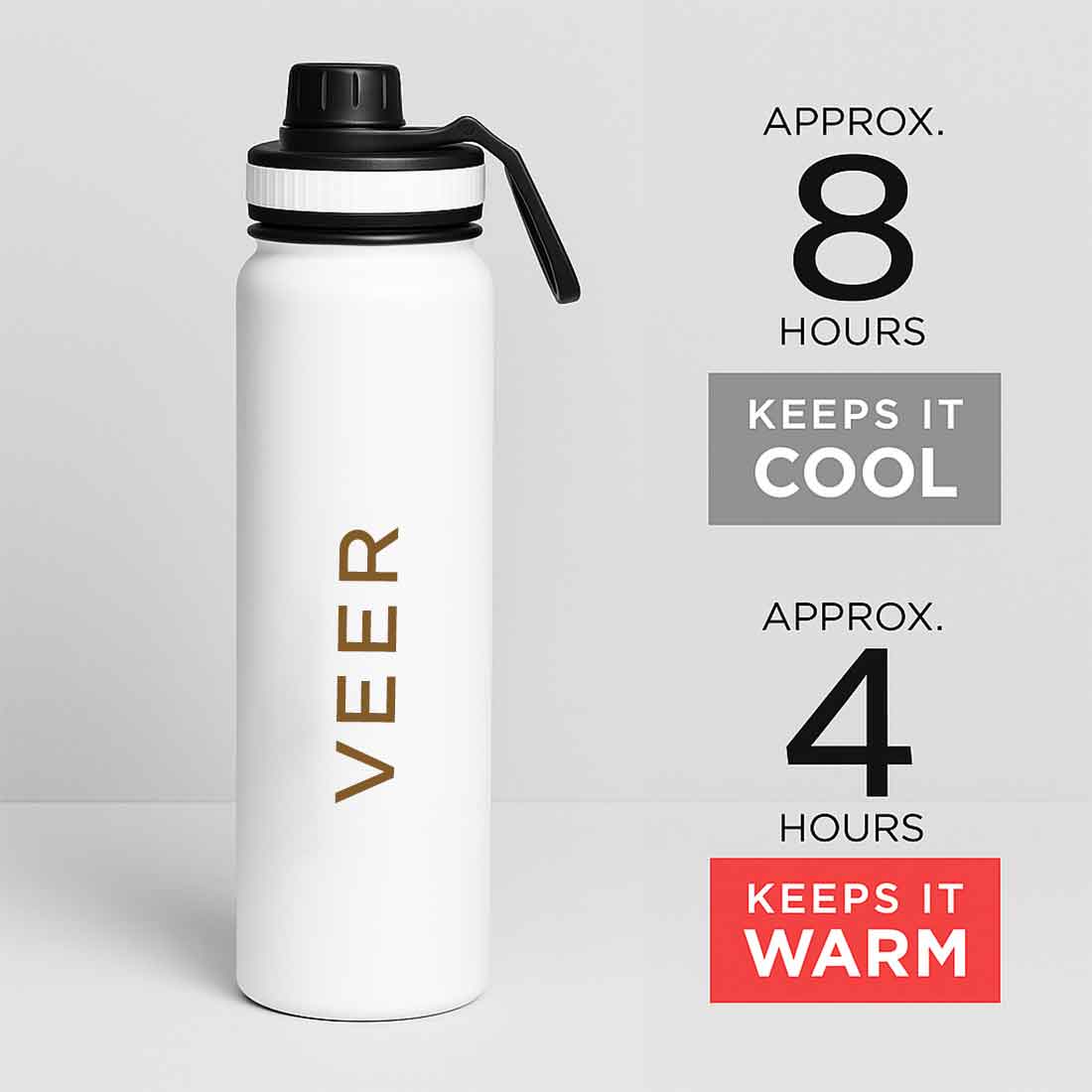 Nutcase Personalized Water Bottles 800ml Double Insulated  Bottles with Name - Keeps Water Hot/Cold for Hours