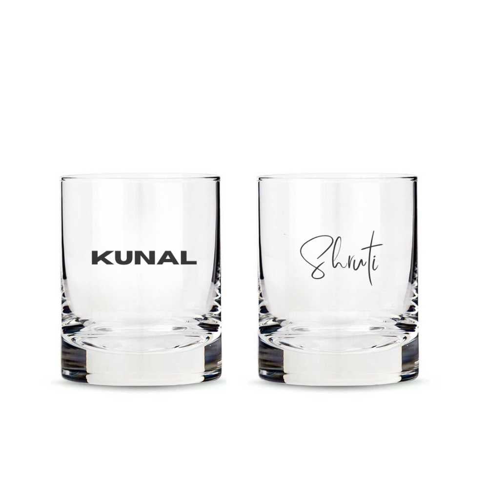 Personalized Whiskey Glasses with Premium Box - Set of 2 Alcohol Glass with Name