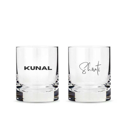 Personalized Whiskey Glasses with Premium Box - Set of 2 Alcohol Glass with Name