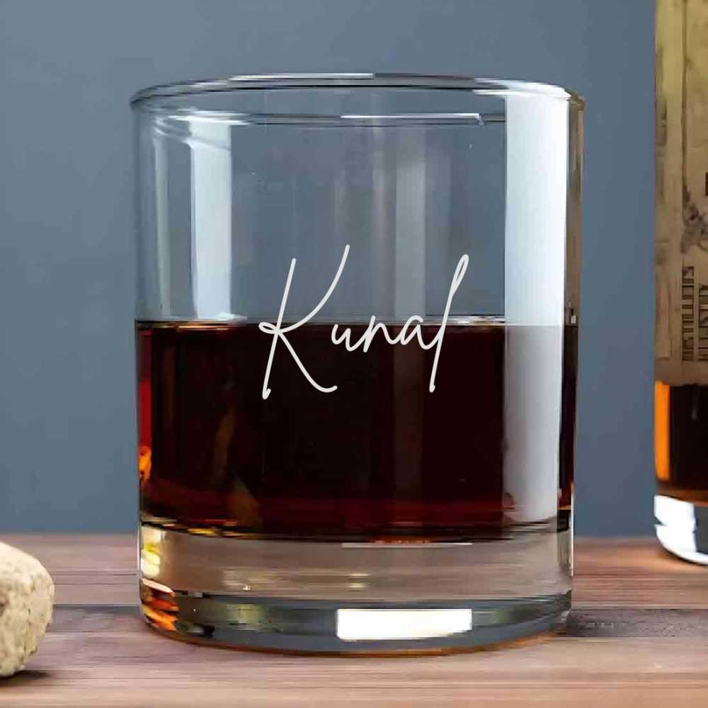 Personalized Whiskey Glasses with Premium Box - Set of 2 Alcohol Glass with Name
