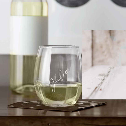 Customized Wine Glass with Signature Engraved on Stemless Cocktail / Whiskey Glass 400 ML