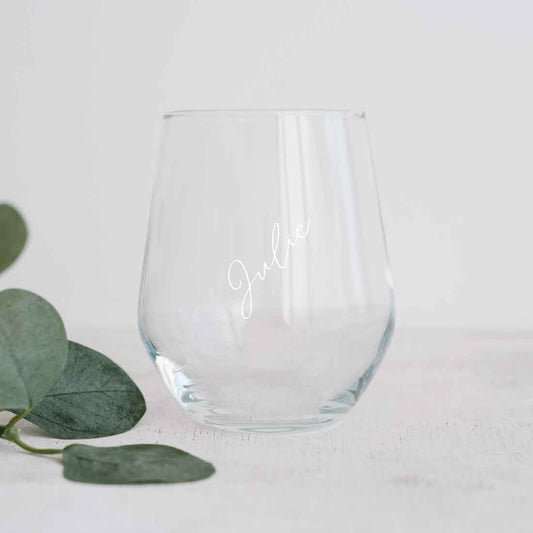 Personalised Wine Glass with Name Stemless Engraved Cocktail / Whiskey Glass 400 ML