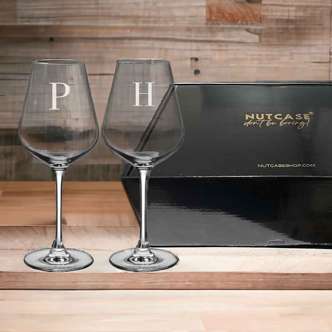 Custom Red Wine Glasses - Premium Wine with Name Engraved - ADD INITIAL