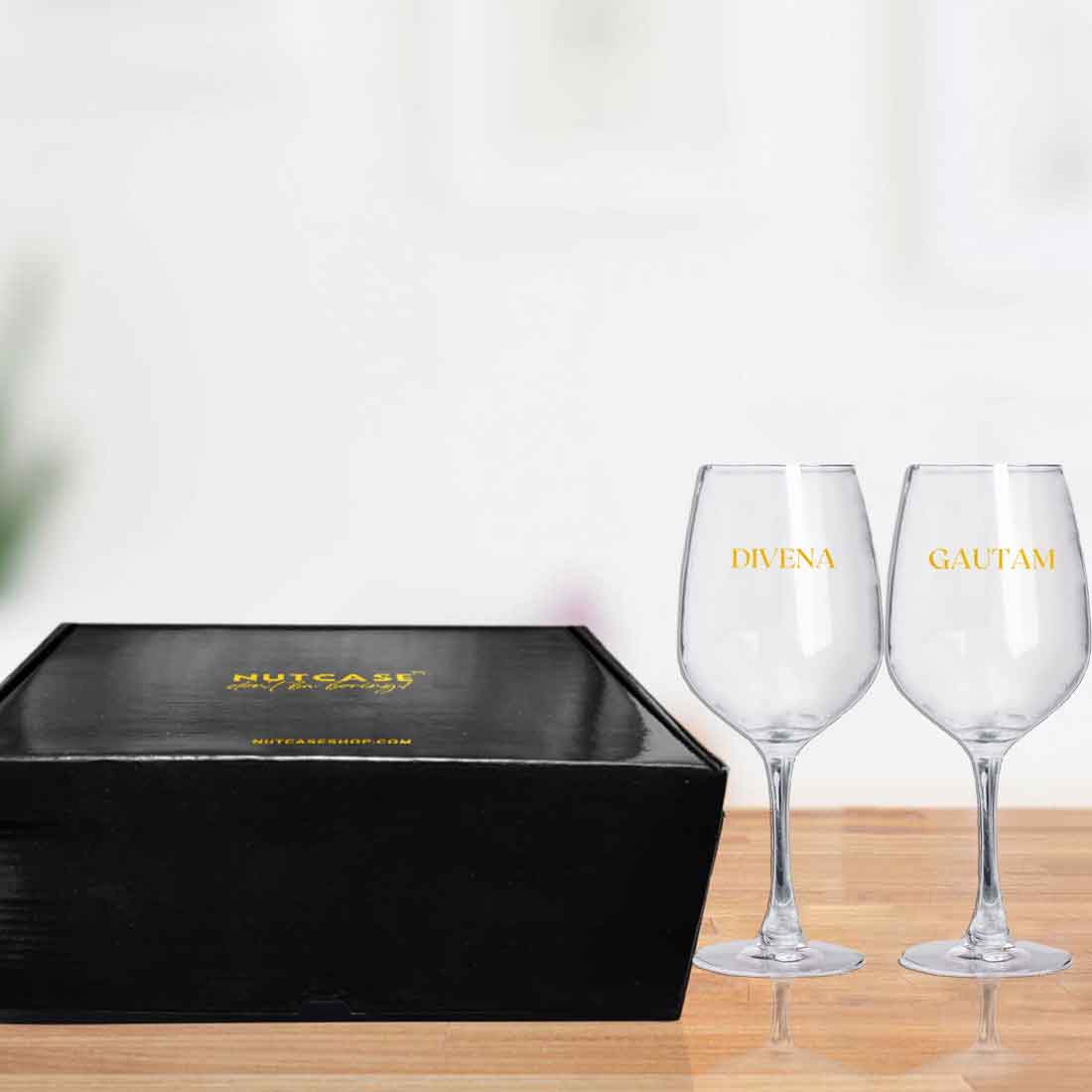 Personalised Wine Glasses for White/Red Wine Anniversary Gifts - Vino