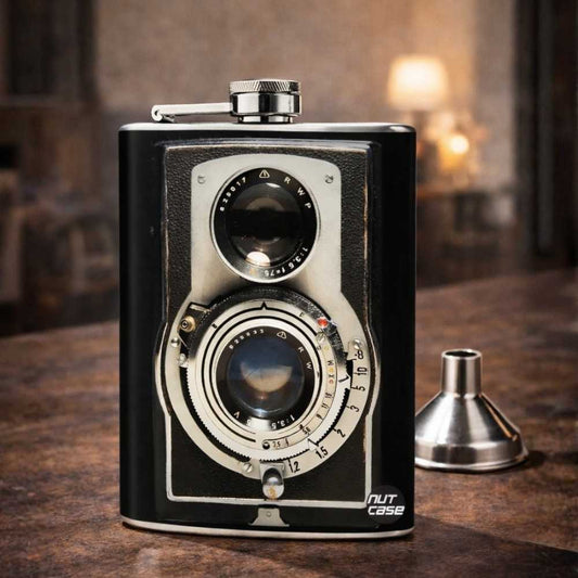 Hip Flask  -  Retro Vintage Camera