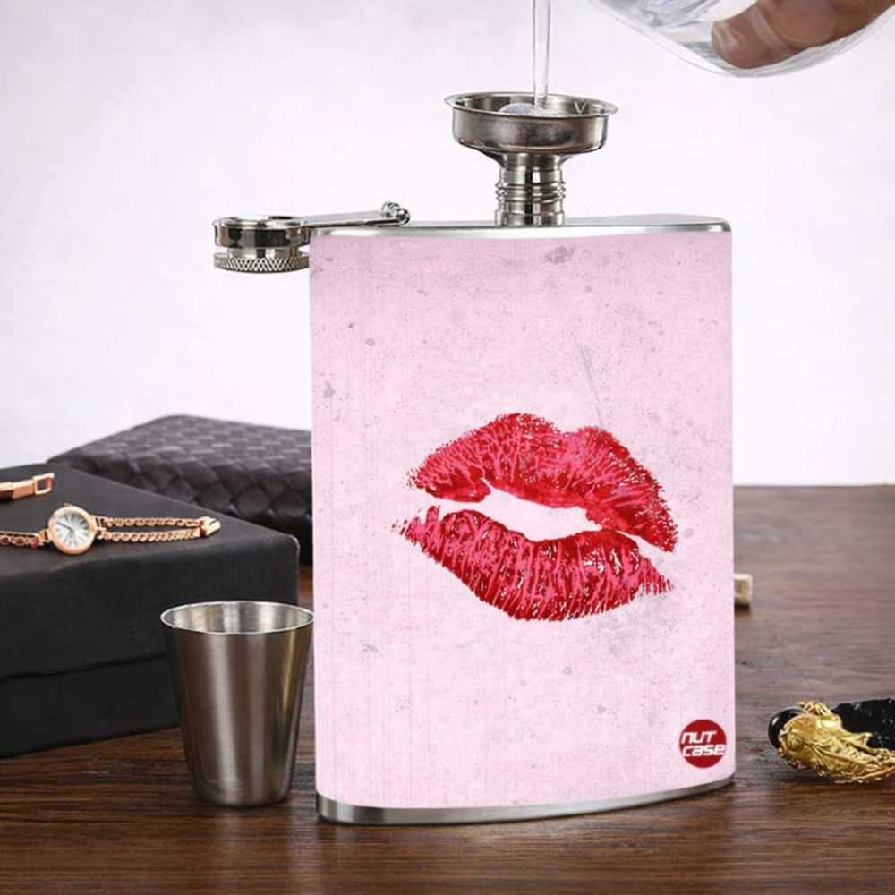 Hip Flask - Pink Lips