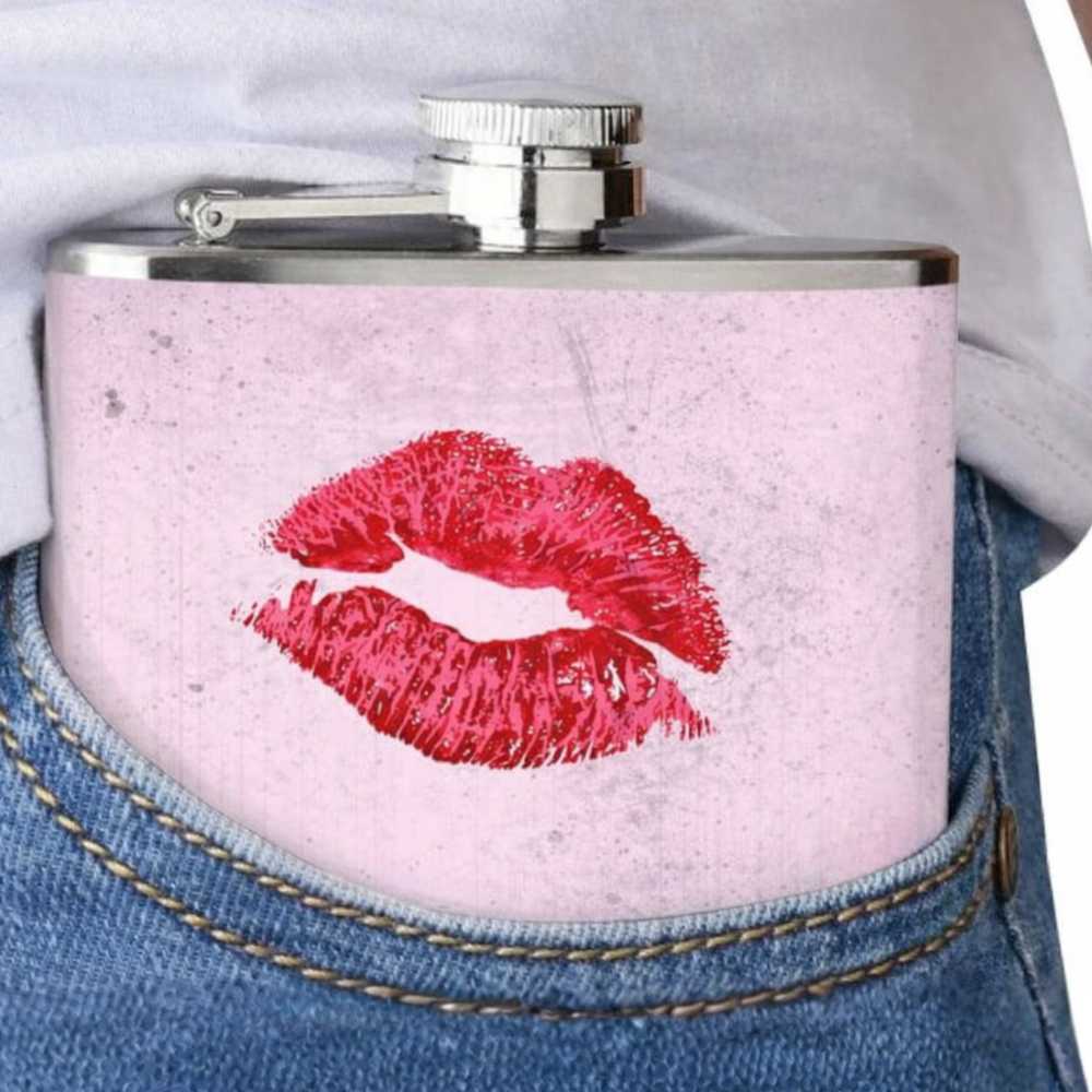 Hip Flask - Pink Lips