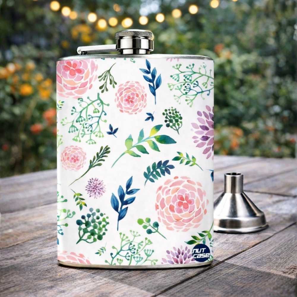 Hip Flask - Cute Flowers