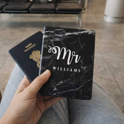 Couple Passport Holder Luggage Tag Gift Box- Mr Mrs Passport Sleeve and Bag Tag Set