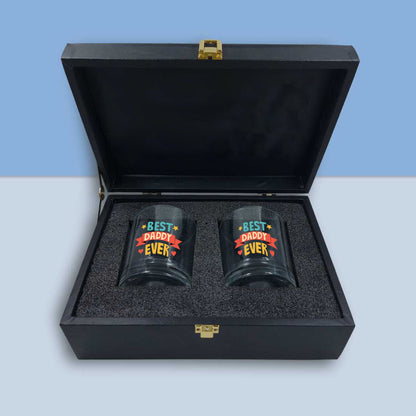 Father Day Gift – Whiskey Glass Set of 2 – Best Dad Ever Gift Idea
