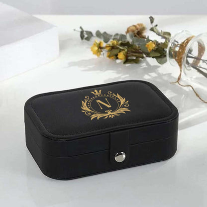 Customized Jewelry Box Organizer for Travel Storage Case for Rings Earrings and Pendants- Golden Monogram