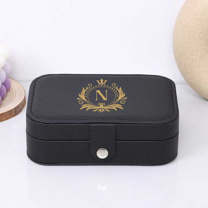 Customized Jewelry Box Organizer for Travel Storage Case for Rings Earrings and Pendants- Golden Monogram