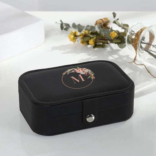 Customised Travel Jewellry Organiser Box for Earrings Pendant Rings - Floral Monogram