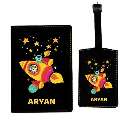 Cartoon Designer Passport Cover for Kids PU Leather Passport Holder and Luggage Tag Set with Name