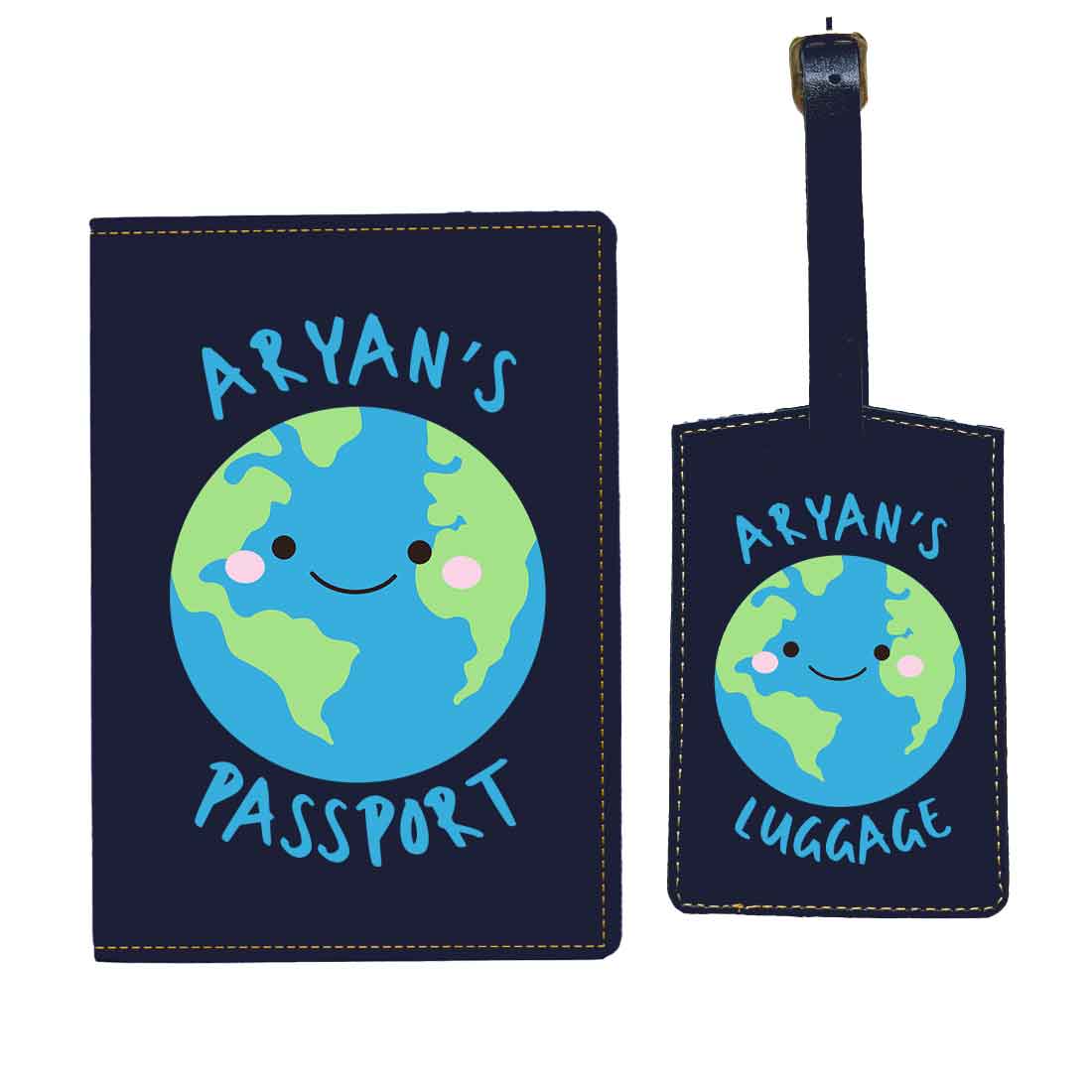 Custom Passport Case for Kids PU Leather Design Passport Cover and Luggage Tag 