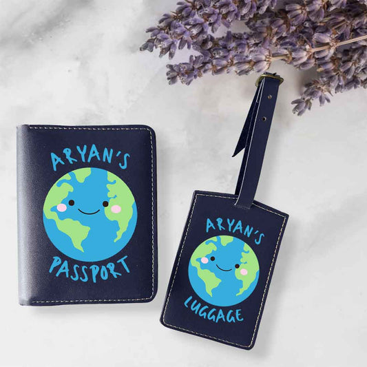 Custom Passport Case for Kids PU Leather Design Passport Cover and Luggage Tag 