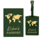 Leather Passport Holder Customized with Name Design Passport Cover and Luggage Tag Set - MAP