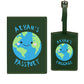 Custom Passport Case for Kids PU Leather Design Passport Cover and Luggage Tag Set - Earth