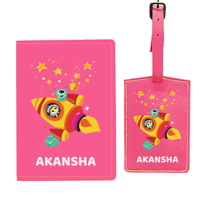 Cartoon Designer Passport Cover for Kids PU Leather Passport Holder and Luggage Tag Set with Name