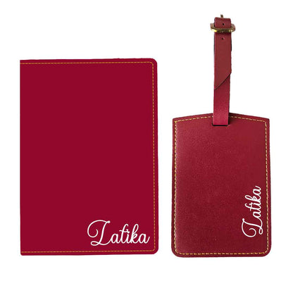 Personalized Passport Holder with Name PU Leather Passport Cover and Luggage Tag Set - ADD NAME