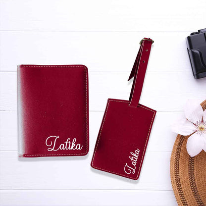 Personalized Passport Holder with Name PU Leather Passport Cover and Luggage Tag Set - ADD NAME