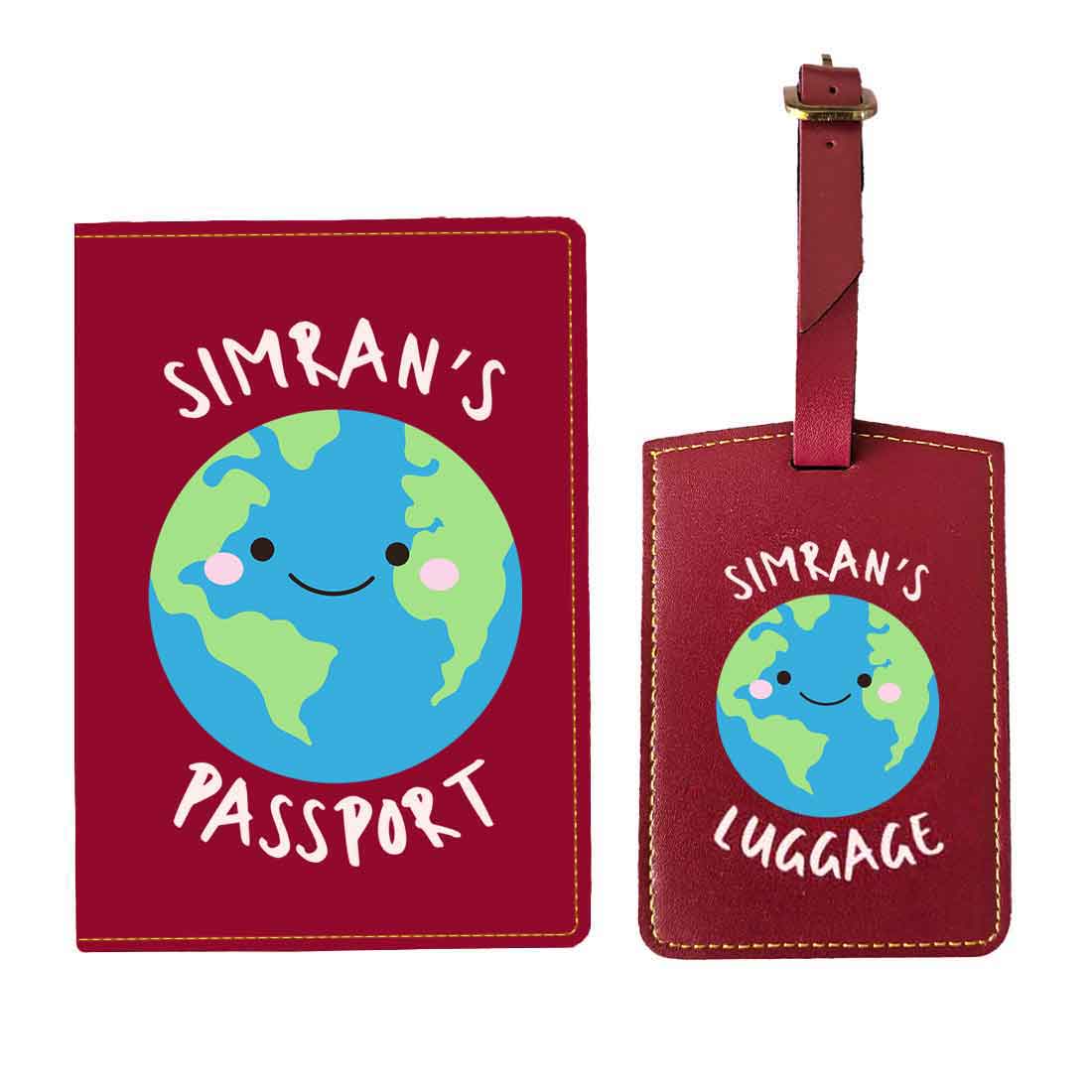 Custom Passport Case for Kids PU Leather Design Passport Cover and Luggage Tag 