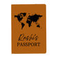 Leather Passport Holder Customized with Name Design Passport Cover and Luggage Tag Set - MAP