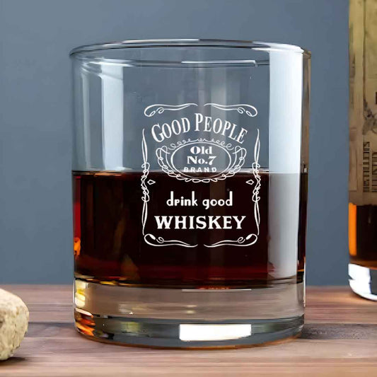 Whiskey Glasses Liquor Glass - Anniversary Birthday Gift Funny Gifts for Husband Bf - DRINK GOOD WHISKY