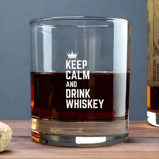 Whiskey Glasses Liquor Glass-  Anniversary Birthday Gift Funny Gifts for Husband Bf - KEEP CALM AND DRINK WHISKY