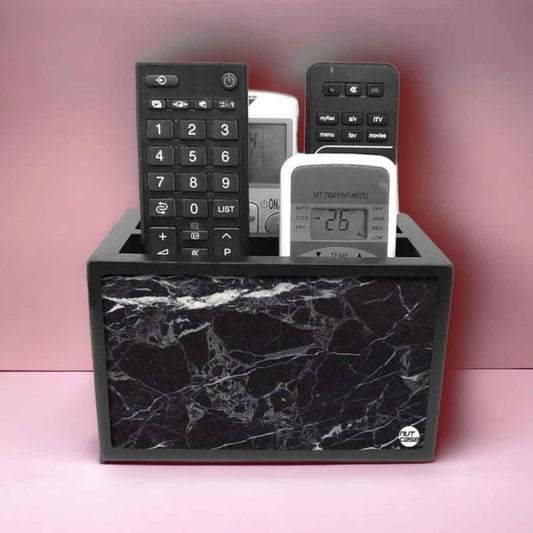 Black Remote Control Holder For TV / AC Remotes -  Marble Black
