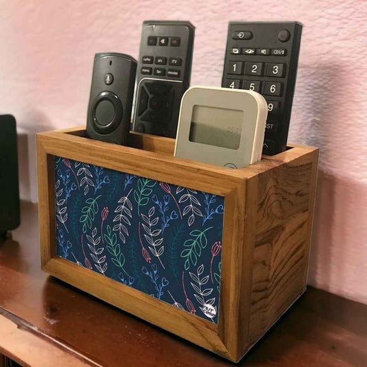 Beautiful Tv Remote Holder Organizer - Leaves And Branches - Blue