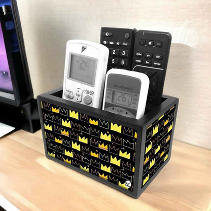 Designer Black Remote Control Holder For TV / AC Remotes -  Crowns