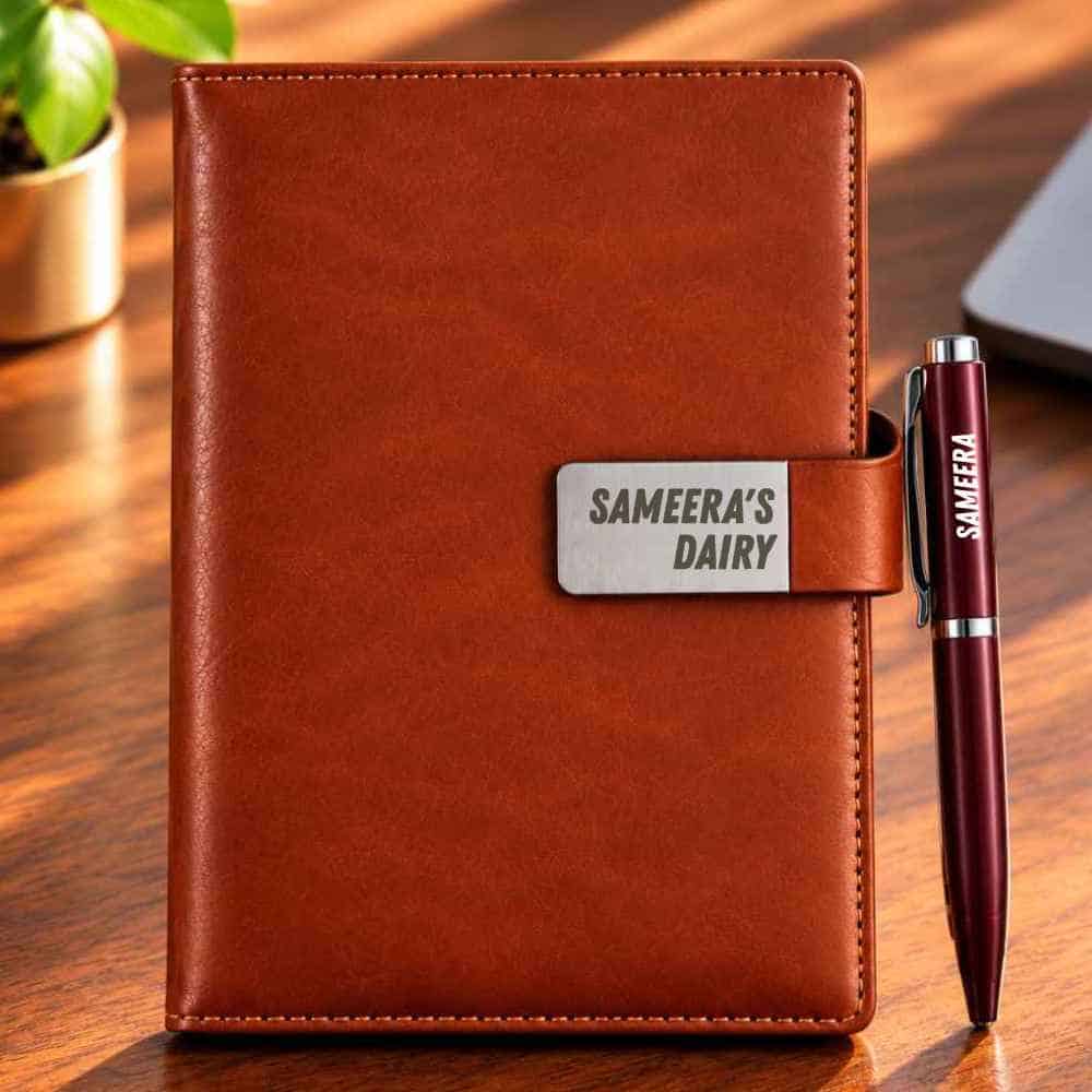 Personalized Diary with Pen Engraving Name Notebook Set - Corporate Gift