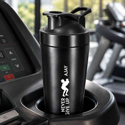 Customised Weight Gainer Shaker Bottle Stainless Steel Protein Mixer with Whisk Ball