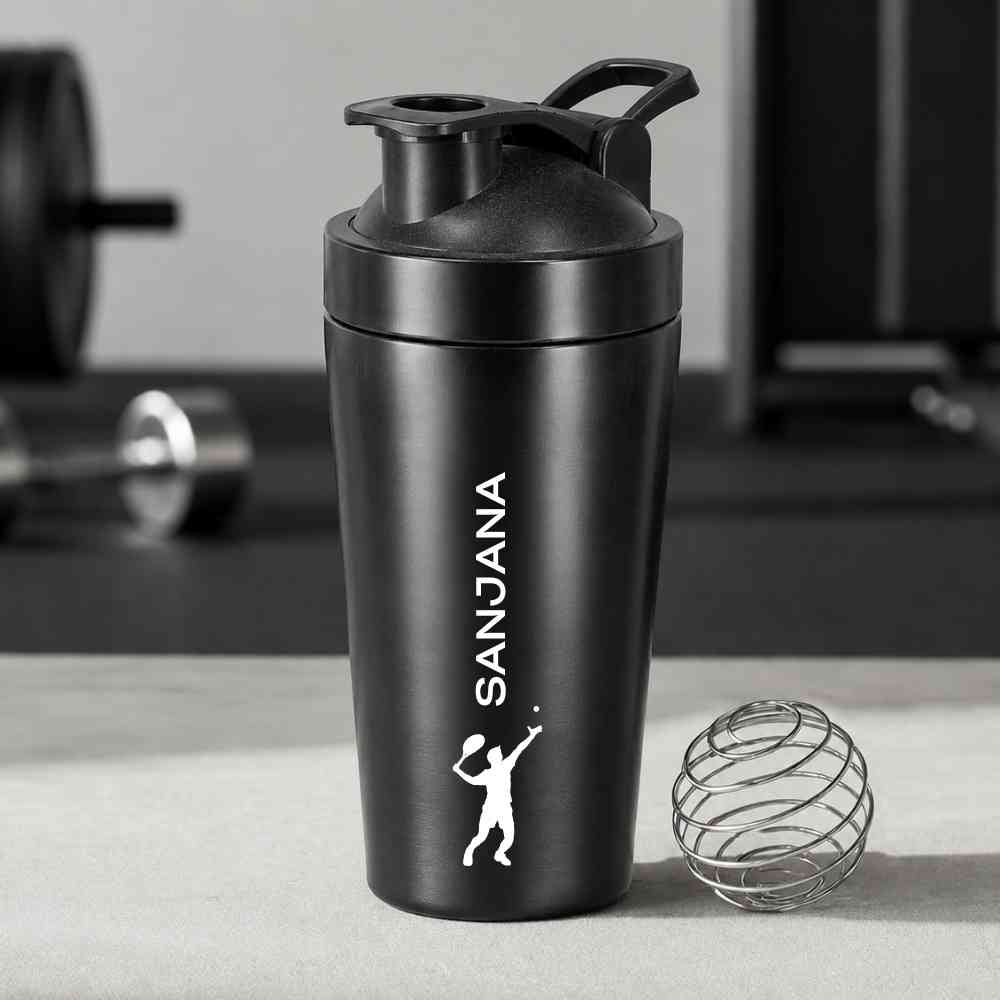Customised Weight Gainer Shaker Bottle Stainless Steel Protein Mixer with Whisk Ball