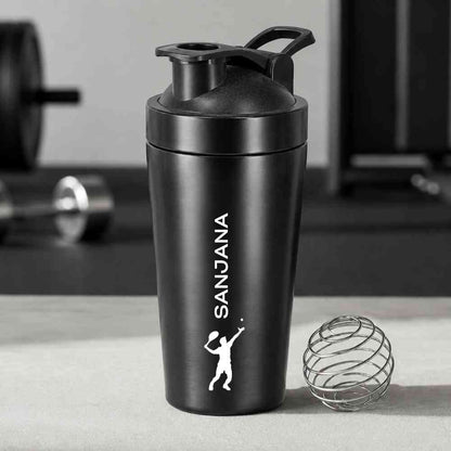 Customised Weight Gainer Shaker Bottle Stainless Steel Protein Mixer with Whisk Ball
