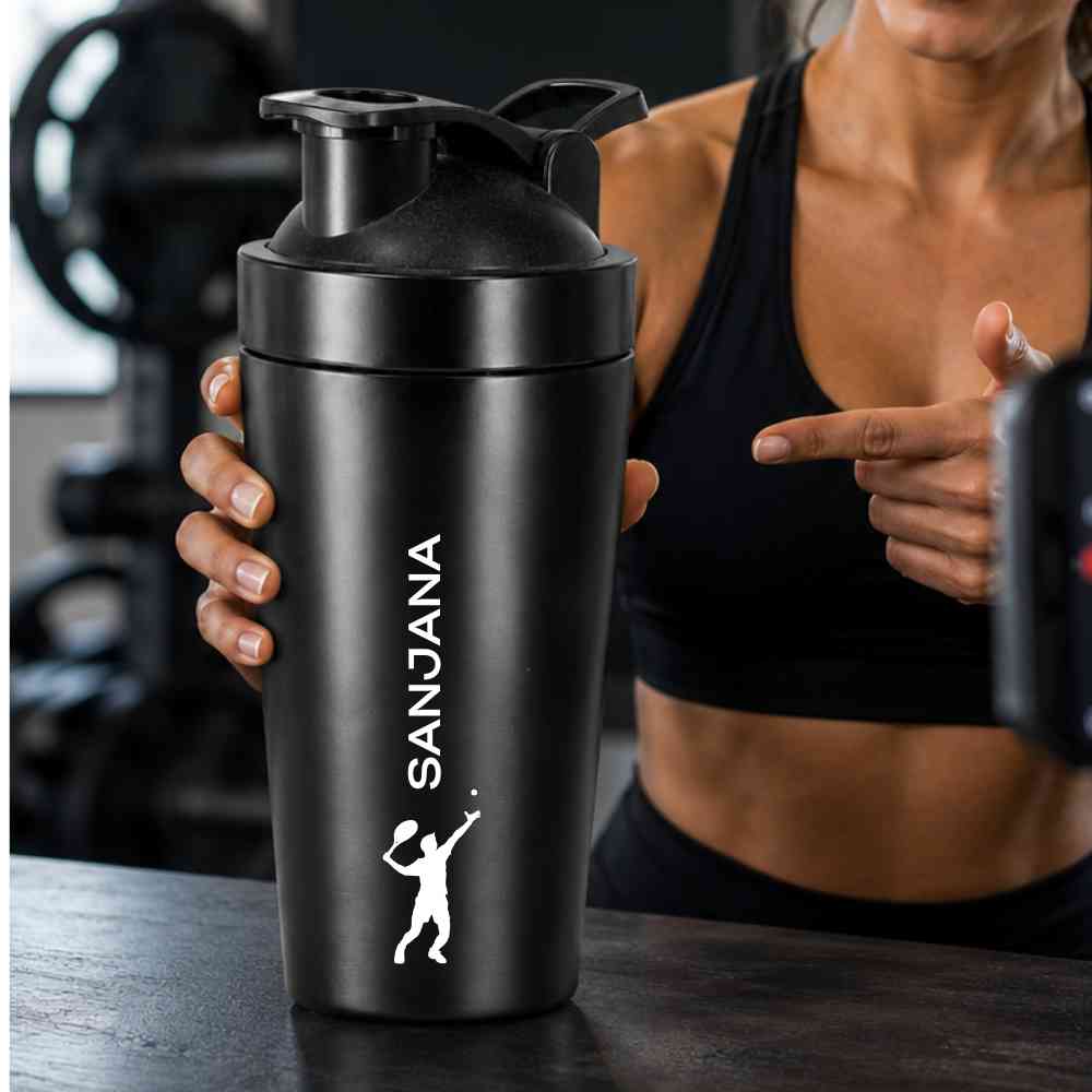 Customised Weight Gainer Shaker Bottle Stainless Steel Protein Mixer with Whisk Ball