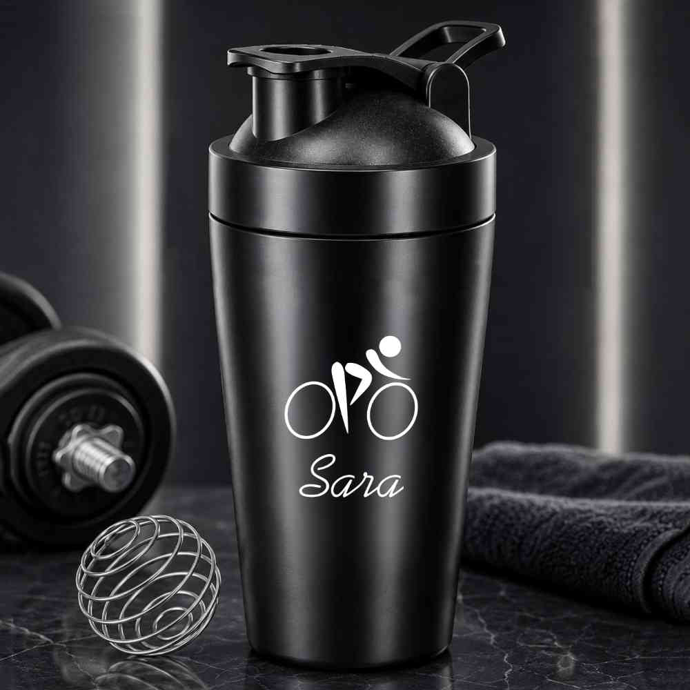 Personalized Protein Steel Shaker for Gym Workout Custom Shake Mixer with Whisk Ball