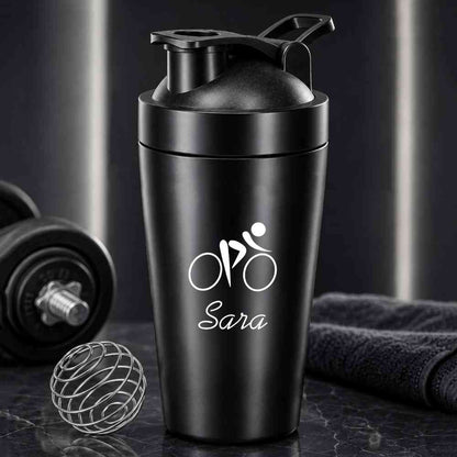 Personalized Protein Steel Shaker for Gym Workout Custom Shake Mixer with Whisk Ball