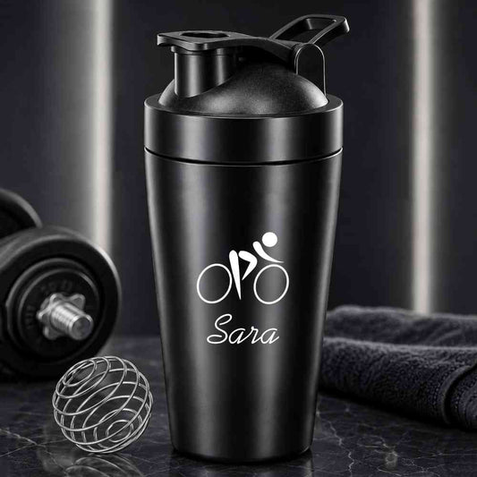 Personalized Protein Steel Shaker for Gym Workout Custom Shake Mixer with Whisk Ball