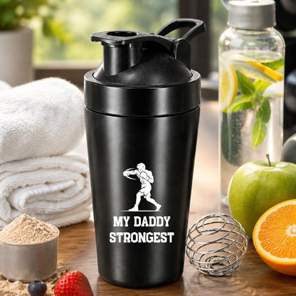 Gym Shaker for Dad | Custom Designer Black Protein Bottle for Father's Day