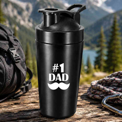 Gym Shaker for Dad | Custom Designer Black Protein Bottle for Father's Day