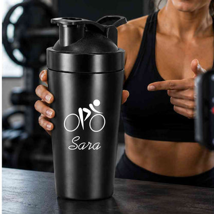 Personalized Protein Steel Shaker for Gym Workout Custom Shake Mixer with Whisk Ball