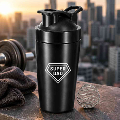 Gym Shaker for Dad | Custom Designer Black Protein Bottle for Father's Day